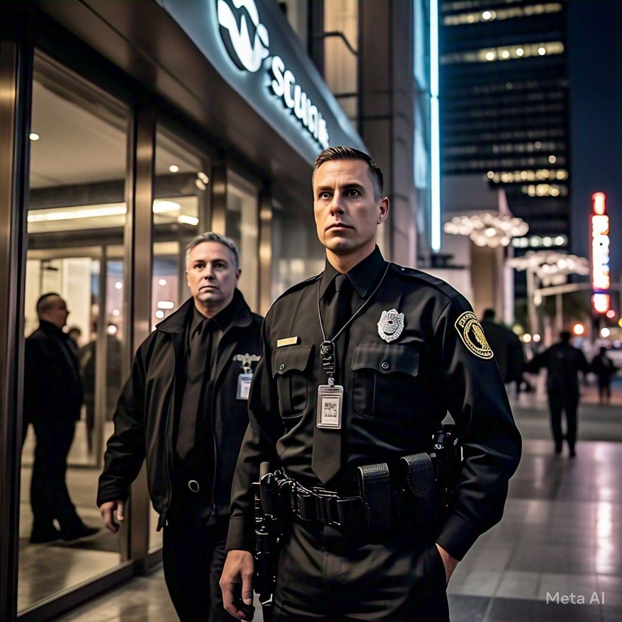 Security guards protecting commercial property in Los Angeles, demonstrating professional security services and expertise.