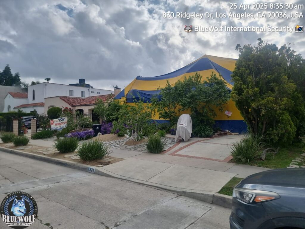 Fumigation Tent at 830 Ridgeley Dr Under BlueWolf International Security Watch
